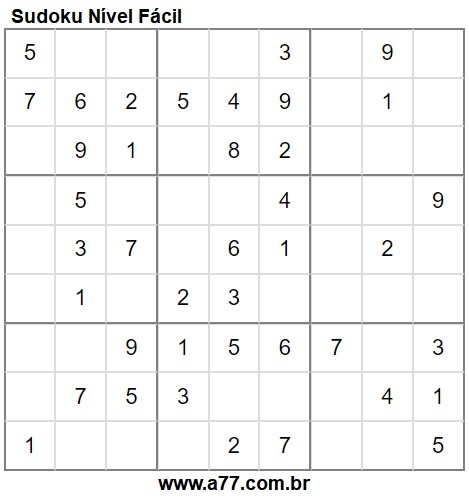 Sudokus Nível Fácil Para Impressão