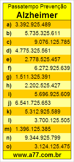 Passatempo Para Prevenção de Alzheimer Com Números de 10 Dígitos