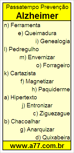 Passatempo Para Prevenir Alzheimer Com Palavras de 10 