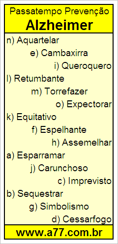 Passatempo Prevenção Alzheimer Com Palavras de 10 Letras